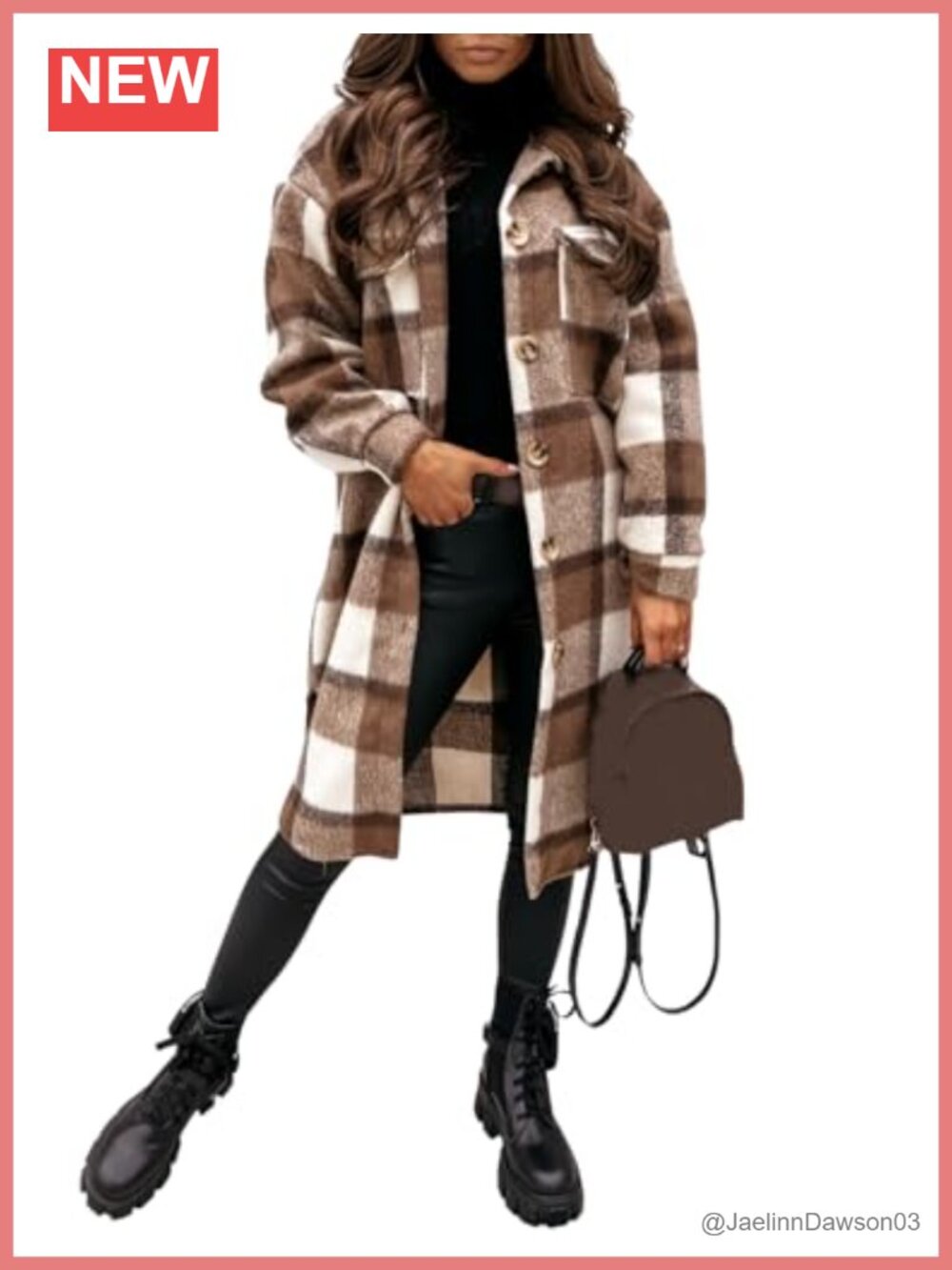 Women's Long Plaid Shacket Flannel Button Down Jacket